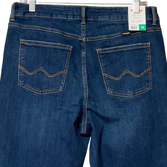 Wrangler High-Rise Bootcut Jeans 12 Dark Blue Western Cowgirl Straight Fit NWT - Picture 9 of 12